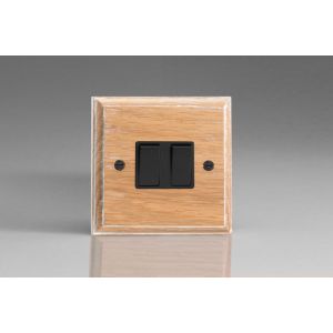 XLK2B-S2W 2 Gang 10 Amp Switch Kilnwood Classic Wood Limed Oak with Black Switch