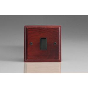 XM1B-S2W 1 Gang 10 Amp Switch Kilnwood Classic Wood Mahogany with Black Switch