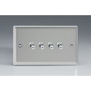 XNT9 Varilight 4 Gang 10 Amp Toggle Switch Classic Satin Chrome Effect Finish