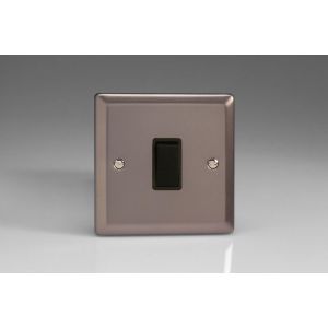 XRBPB Varilight 1 Gang 10 Amp Push-to-make, Bell Push, Retractive Black Switch Classic Pewter Effect Finish with Black Switch