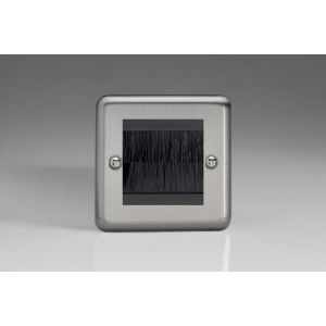 XSGBRSB [XSG2 + DBRSB] Varilight 2 Gang Black Data Brush Outlet Classic Matt Chrome Finish (Brushed Steel Effect)