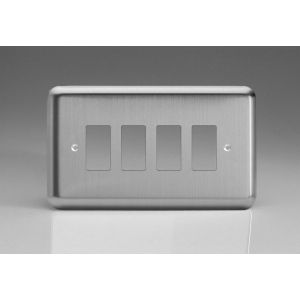 XSPGY4 Varilight 4 Gang Power Grid Faceplate Including Power Grid Frame Classic Matt Chrome Finish (Brushed Steel Effect)