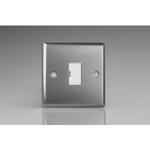 XT6UW Varilight 1 Gang 13 Amp Unswitched Fused Spur Classic Brushed Steel with White Fuse Cover