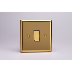 XVBP1D Varilight 1 Gang 10 Amp Push-to-make, Bell Push, Retractive Switch Classic Victorian Polished Brass Coated with Polished Brass Switch