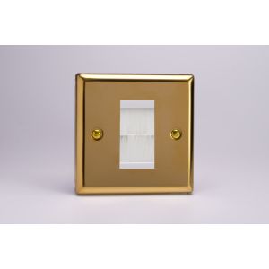 XVGBRHW [XVG1 + DBRHW] Varilight 1 Gang White Data Brush Outlet Classic Victorian Polished Brass Coated