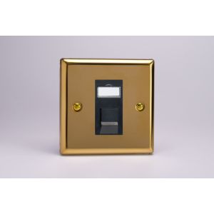 XVGRJ45B [XVG1 + DRJ45B] Varilight 1 Gang Black Cat5e Networking Socket Classic Victorian Polished Brass Coated