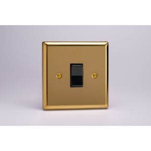 XVR1B Varilight 1 Gang 10 Amp 2 Way & Off Retractive Switch Classic Victorian Polished Brass Coated with Black Switch