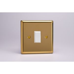 XVR1W Varilight 1 Gang 10 Amp 2 Way & Off Retractive Switch Classic Victorian Polished Brass Coated with White Switch