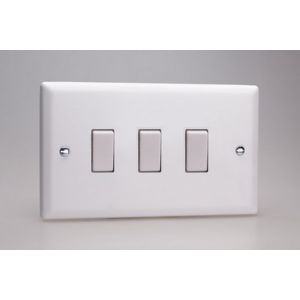 XY93W.CW Varilight 3 Gang 10 Amp Switch Urban Powder Coated Chalk White Finish with White Switches
