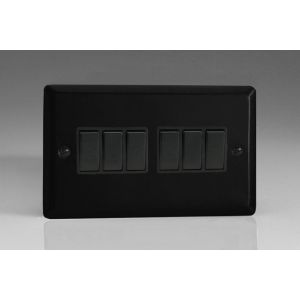 XY96B.MB Varilight 6 Gang 10 Amp Switch Urban Matt Black Effect Finish With Black Switches