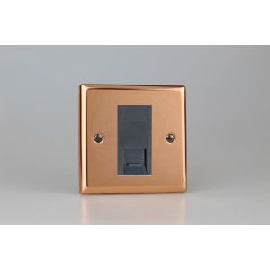XYGTSB.CU [XYG1.CU + DTSB] Varilight 1 Gang Black Telephone Slave Socket Urban Polished Copper Coated