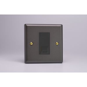 XYGTSB.SL Varilight 1 Gang White Telephone Slave Socket Vogue Slate Effect Finish