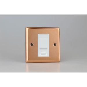 XYGTSW.CU [XYG1.CU + DTSW] Varilight 1 Gang White Telephone Slave Socket Urban Polished Copper Coated