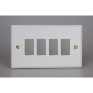 XYPGY4.MW Varilight 4 Gang Power Grid Faceplate Including Power Grid Frame Vogue Matt White Effect Finish