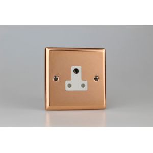 XYRP5AW.CU Varilight 1 Gang 5 Amp Round Pin Socket 0-1150 Watts Urban Polished Copper Coated With White Socket