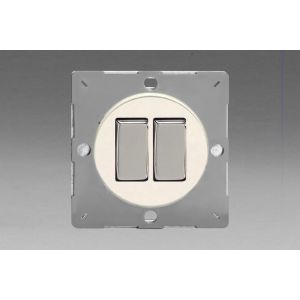EG2Y.MW Varilight European Matt White VariGrid 2 Gang 1 or 2 Way 10A Rocker Switch