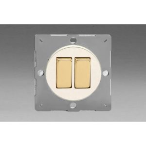 EG2YV.MW Varilight European Matt White VariGrid 2 Gang 1 or 2 Way 10A Rocker Switch