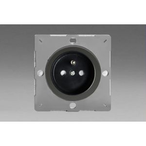 EG4FBI Varilight European Iridium Black VariGrid 1 Gang 16A Socket with Pin Earth, Flush Design