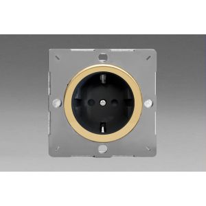 EG5FBV Varilight European Polished Brass VariGrid 1 Gang 16A Schuko Socket Flush Design