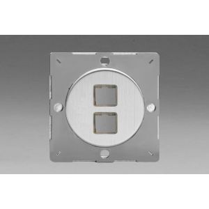 EGD2S Varilight European Brushed Steel Finish VariGrid 2 Gang Keystone EuroData Grid Plate