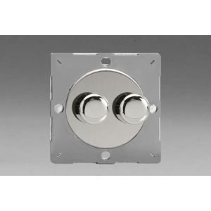 EGTP2C Varilight European Polished Chrome VariGrid V-Dim Thermal Series 2 Gang 1 or 2 Way 40-250 Watt Dimmer