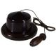 CXPC-1-DK-B-S2W Linden Brown Bakelite Ceiling Pull Cord Unit and Hand Turned Wooden Acorn Pull Cord End, 1- or 2- Way, 10 Amps, on a Round Dark Oak Base