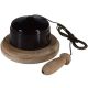 CXPC-1-UO-B-S2W Linden Brown Bakelite Ceiling Pull Cord Unit and Hand Turned Wooden Acorn Pull Cord End, 1- or 2- Way, 10 Amps, on a Round Unfinished Oak Base