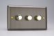 HY23.AB Varilight V-Dim Series 3 Gang, 1 Way Only, 40-250 Watt Dimmer Urban Antique (Brushed) Brass Effect