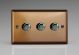 HY23.BZ [WYD3.BZ + 3x MTR250] Varilight V-Dim Series 3 Gang, 1 Way Only, 40-250 Watt Dimmer Urban Brushed Bronze Effect