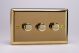 IVDP303 [WVD3 + 3x MIP302] Varilight V-Plus Series 3 Gang 40-300 Watt/VA Dimmer Classic Victorian Polished Brass Coated