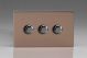 JDYDSM103S.BZ Varilight V-Pro Smart Series Master Dimmer (Supla WIFI enabled) 3 Gang 0-120W Trailing Edge LED Urban Screwless Brushed Bronze Effect