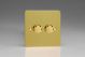 JFBM102 [WFB2 + 2x MJM100] Varilight V-Pro Smart Series Master Dimmer (non WIFI) 2 Gang 0-120W Trailing Edge LED Ultra Flat Brushed Brass Effect Finish