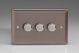 JRDM103 Varilight V-Pro Smart Series Master Dimmer (non WIFI) 3 Gang 0-120W Trailing Edge LED Classic Pewter Effect Finish
