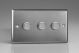 JTDSM103 Varilight V-Pro Smart Series Master Dimmer (Supla WIFI enabled) 3 Gang 0-100W Trailing Edge LED Classic Brushed Steel