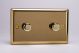 JVDP602 [WVD2 + 2x MJP300] Varilight V-Pro High Power Series 2 Gang 0-300W Trailing Edge LED Dimmer Classic Victorian Polished Brass Coated, Double Plate