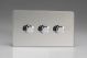KDCDP103S [WDCD3S + 3x MKP100] Varilight V-Com Series 3 Gang 0-100 Watt Leading Edge LED Dimmer Screwless Polished Chrome Coated