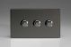 KDIDP103S [WDID3S + 3x MKP100] Varilight V-Com Series 3 Gang 0-100 Watt Leading Edge LED Dimmer Screwless Iridium Black (Gloss) Effect Finish