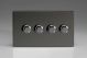 KDIDP184S [WDID4S + 4x MKP180] Varilight V-Com Series 4 Gang 15-180 Watt Leading Edge LED Dimmer Screwless Iridium Black (Gloss) Effect Finish