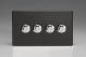 KDLDP104S [WDLD4S + 4x MKP100] Varilight V-Com Series 4 Gang 0-100 Watt Leading Edge LED Dimmer Screwless Premium Black Plastic