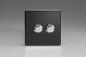 KDLP102S [WDL2S + 2x MKP100] Varilight V-Com Series 2 Gang 0-100 Watt Leading Edge LED Dimmer Screwless Premium Black Plastic