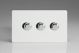 KDQDP103S [WDQD3S + 3x MKP100] Varilight V-Com Series 3 Gang 0-100 Watt Leading Edge LED Dimmer Screwless Premium White Plastic