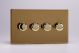 KDVDP104S [WDVD4S + 4x MKP100] Varilight V-Com Series 4 Gang 0-100 Watt Leading Edge LED Dimmer Screwless Polished Brass Coated
