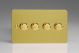 KFBDP302 Varilight V-Com Series 2 Gang 20-400 Watt Leading Edge LED Dimmer Ultra Flat Brushed Brass Effect Finish On a Double Plate