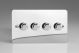 KFCDP184 [WFCD4 + 4x MKP180] Varilight V-Com Series 4 Gang 15-180 Watt Leading Edge LED Dimmer Ultra Flat Polished Chrome Coated