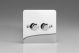 KFCP102 [WFC2 + 2x MKP100] Varilight V-Com Series 2 Gang 0-100 Watt Leading Edge LED Dimmer Ultra Flat Polished Chrome Coated