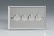 KNDP104 [WND4 + 4x MKP100] Varilight V-Com Series 4 Gang 0-100 Watt Leading Edge LED Dimmer Classic Satin Chrome Effect Finish