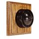 LIN01-1-PTM-MO-S2W Single Linden Brown Bakelite PUSH TO MAKE Dolly Switch, 1- or 2- Way, 6 Amp, on a Medium Oak Base