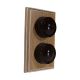 LIN01-2-V-LK-S2W Double Linden Brown Bakelite Dolly Switch, 1- or 2- Way, 6 Amp, on a Vertical Limed Oak Base