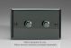 WID2 Varilight Matrix 2-Gang Double Plate Unpopulated Dimmer Kit. Classic Iridium Black (Gloss) Effect Finish