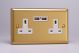 XB5U2W Varilight 2 Gang 13 Amp Single Pole Unswitched Socket with 2 Optimised USB Charging Ports Classic Brushed Brass Effect with White Sockets